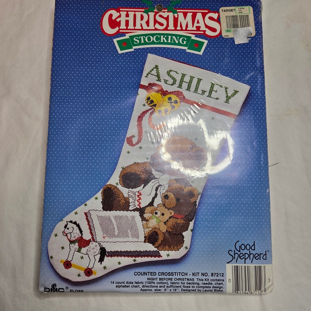Good Shepherd Counted Cross Stitch Kit Christmas Stocking Teddy Bear Kit 87212